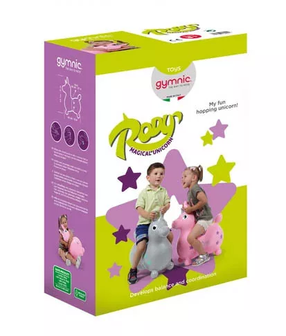 Ugráló unikornis szürke gumi játék 24 hó+ – Gymnic