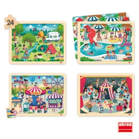Puzzle szett szabadidős tevékenységekkel 4 × 24 db Akros